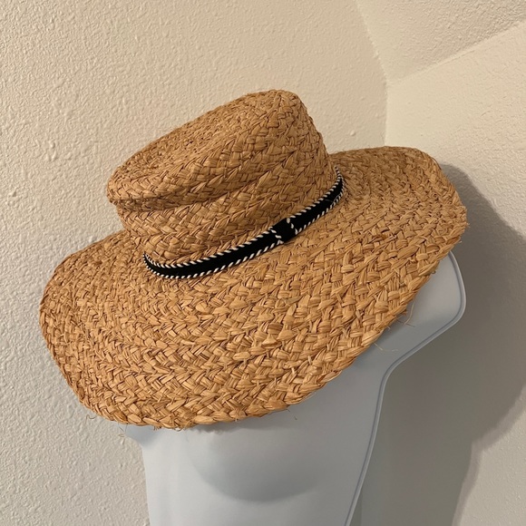 Target Accessories - Straw hat - black trim, natural material, medium brown. OSFM, target brand